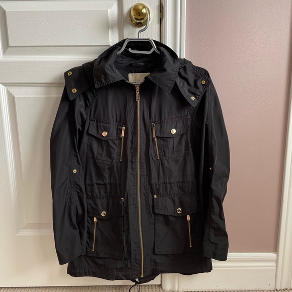 Michael Kors Petite Hooded Anorak - Black - Picture 2 of 7